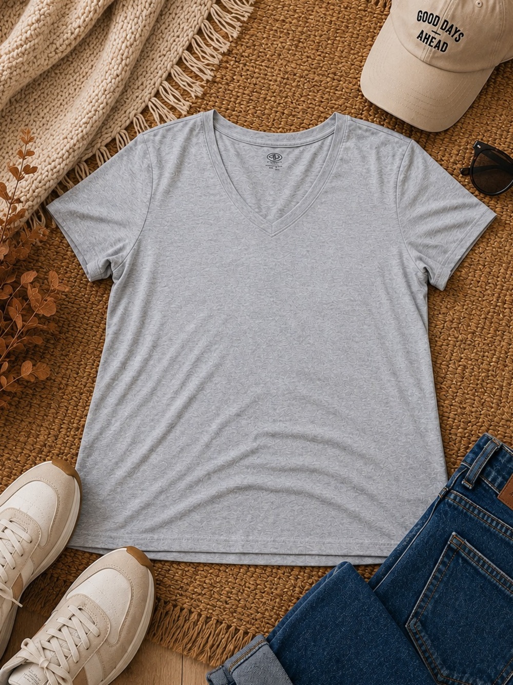 Athletic Works Women’s XL Gray V Neck Performance Workout T-Shirt
